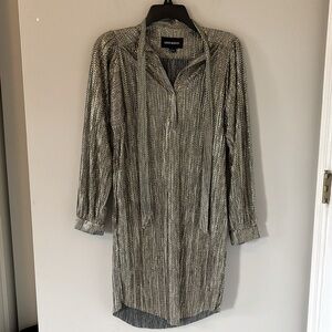 Sabina Musayev Anthropologie Metallic Gold Black Dress - Size S